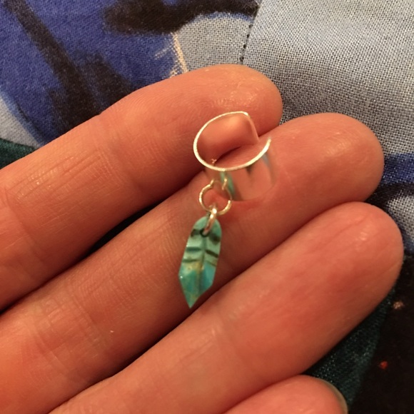Jewelry Nwtsmall Hand Carved Turquoise Feather Ear Cuff Poshmark